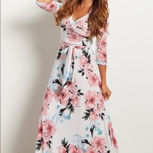 Pink Blush Maternity Floral Dress